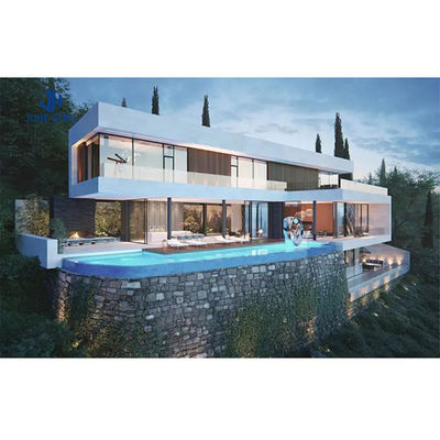 Keramik kiremitli prefabrik villa zemin Modern tasarım otel Hafif ağırlıklı çelik yapısı