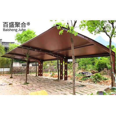 Mmbrane Kumaş PVDF/PTFE Yelken Finishing Steel Metal Carport Canopy