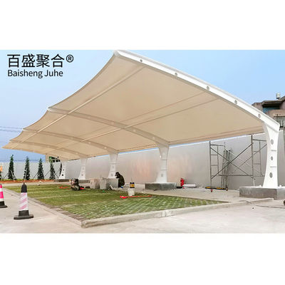 Mmbrane Kumaş PVDF/PTFE Yelken Finishing Steel Metal Carport Canopy