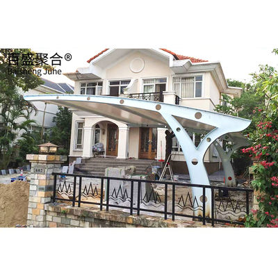 Mmbrane Kumaş PVDF/PTFE Yelken Finishing Steel Metal Carport Canopy